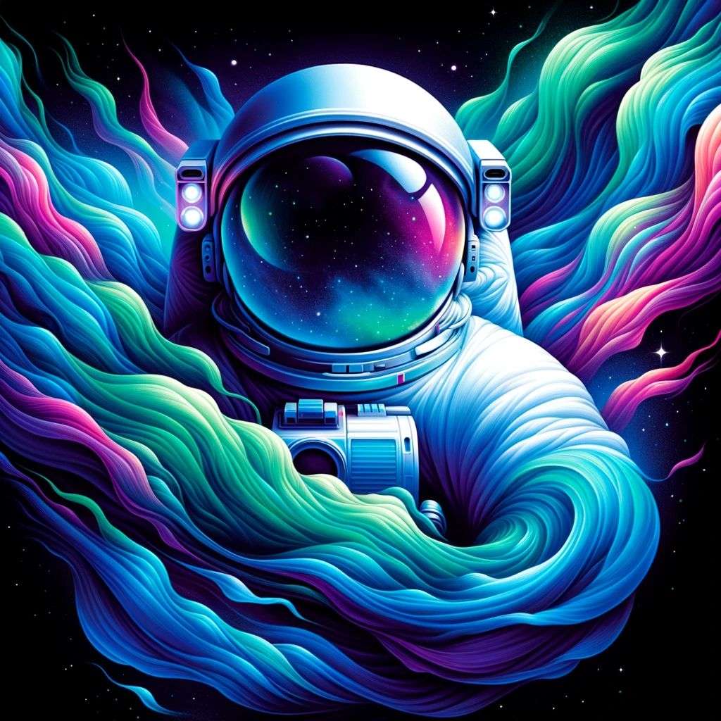 an astronaut, digital art made from colorful gradients, airbrush